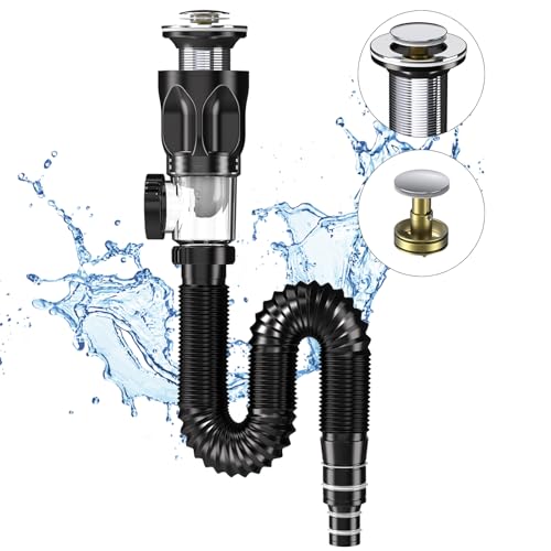 Abflussrohr-Kit für Waschbecken Abfluss, SHUY Siphon Geruchsdichte Waschbecken Ablaufgarnitur Kit mit Flexibler Ablaufschlauch und Pop-Up-Filter Abflussstopfen, 300–1000 mm Erweitert Werden Können Abflussrohr-Kit für Waschbecken Abfluss, SHUY Siphon Geruchsdichte Waschbecken Ablaufgarnitur Kit mit Flexibler Ablaufschlauch und Pop-Up-Filter Abflussstopfen, 300–1000 mm Erweitert Werden Können von SHUY