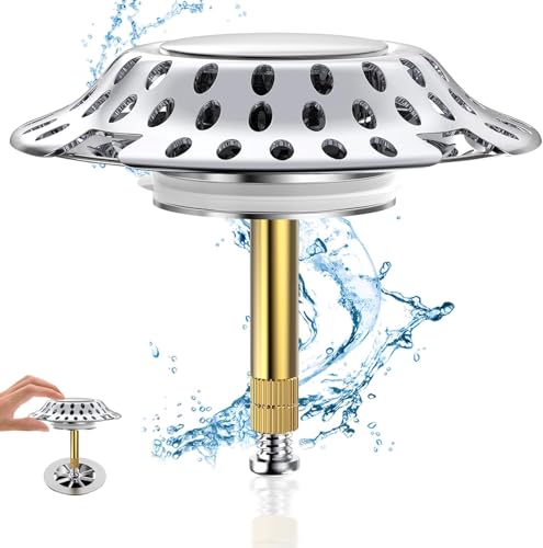 Badewannenstöpsel Drainage Haarfänger, SHUY 2 in 1 Abflussstopfen Badewanne Haarsieb, Stöpsel Badewanne Chrom aus Messing mit Doppel Dichtung Filtrierung Gestaltung Badewannenstöpsel Drainage Haarfänger, SHUY 2 in 1 Abflussstopfen Badewanne Haarsieb, Stöpsel Badewanne Chrom aus Messing mit Doppel Dichtung Filtrierung Gestaltung von SHUY