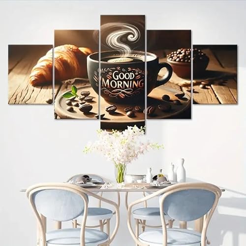 SHUYINGHENGXIE 5pcs Kaffee Croissant Kaffeebohnen Leinwandbild Poster Wandkunst Malerei Für Wohnzimmer Schlafzimmer Dekor Kein Rahmen-30x40 30x60 30x80cm von SHUYINGHENGXIE