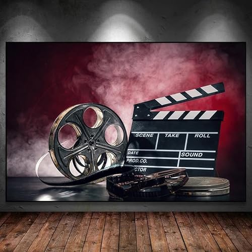 SHUYINGHENGXIE Retro Film Projektor Leinwand Gemälde Schwarz Film Bilder Poster Wohnzimmer Dekor Kein Rahmen-C_30x40cm von SHUYINGHENGXIE