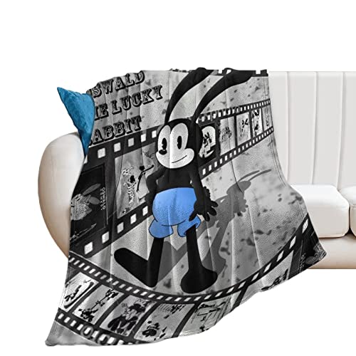 Oswald The Lucky Rabbit Fleece Blanket Super Soft Fuzzy Warm Cozy Flannel Fleece Bed Blanket Lightweight Decorative Living Room 60"x80" von SHUYU