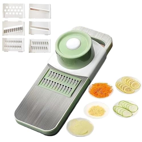 Multifunktionaler Gemüseschneider, Gemüseschneider-Set, Edelstahl-Mandolinenschneider mit Klingenaufbewahrungsbox, Sicherheitsschutz, scharfe Klingen, leicht zu reinigen und praktische Aufbewahrung von SHUZHENG