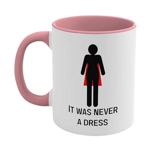 SHUZHENG Keramik-Kaffeetasse mit der Aufschrift "It Was Never a Dress", Farbwechsel, Schwarz zu Weiß, 325 ml, für Frauen, lustige Kaffee- oder Teetasse – Geschenk für Männer und Frauen (Rosa) von SHUZHENG