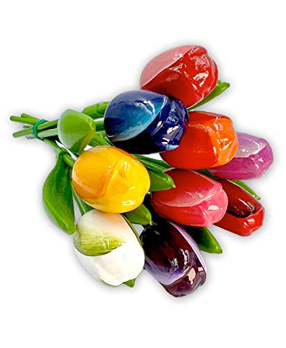 9 Holztulpen, bunter Strauß, Größe 34 cm, handbemalt, Holländische Art, Tulpe, Frühlingsblumen, Geschenk für sie zum Muttertag, Blumengesteck 9 Holztulpen, bunter Strauß, Größe 34 cm, handbemalt, Holländische Art, Tulpe, Frühlingsblumen, Geschenk für sie zum Muttertag, Blumengesteck von SHV-Verlag