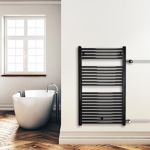 Austausch Badheizkörper Bad Renovierung Heizkörper mit Seitenanschluss Nabenanschluss schwarz (1160 x 600 (Anschlussmaß 900) mm) (600 Watt nach EN442) von SHV