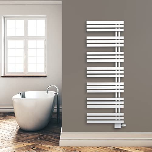 Design Badheizkörper Paneel mit Anschluss links oder rechts | Heizkörper mit versetztem Mittelanschluss (1600 x 600, Weiß) (588 Watt nach EN442) von SHV