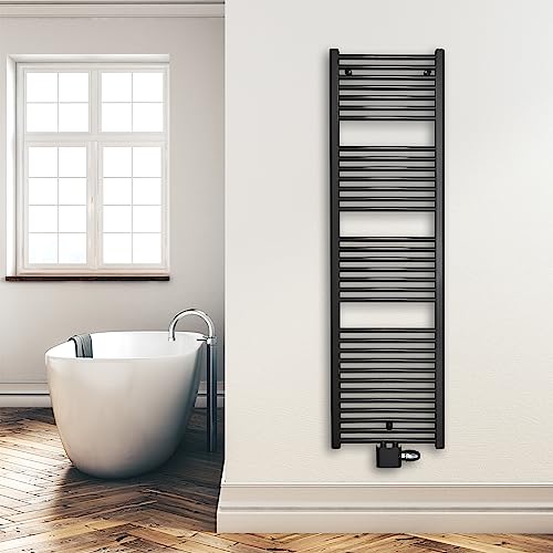 Heizkörper Badheizkörper Handtuchwärmer mit Mittelanschluss 50 mm schwarz (1732 x 500 mm) (773 Watt nach EN442) von SHV