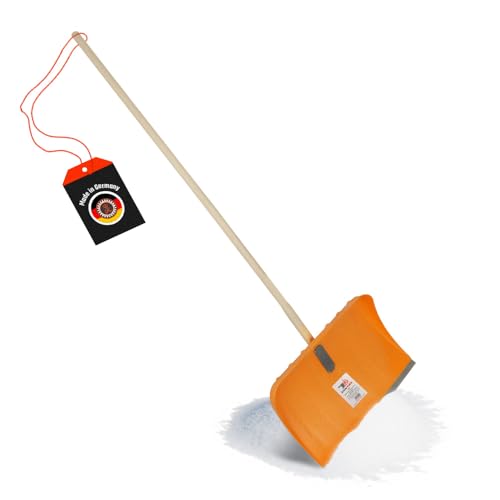 SHW-FIRE | Schneeschieber geschäumter Kunststoff 55 cm mit 150 cm Ovalstiel und robuster Alu-Profilkante, kältebeständig bis -40° für leises Schneeräumen | Made in Germany von SHW-FIRE