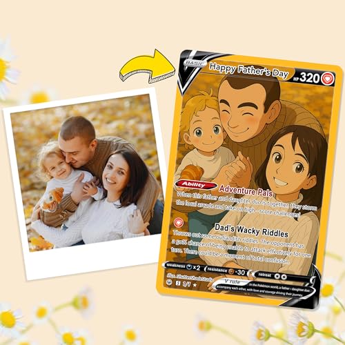 SHWorkshop Personalisierte Foto-Pokekarte – benutzerdefinierte Poke-Karten mit Foto-Namentext, Spielkarten für Vater, geeignet für die Platzierung in der Brieftasche oder im Auto, Sonnenblende, 6,2 x von SHWorkshop