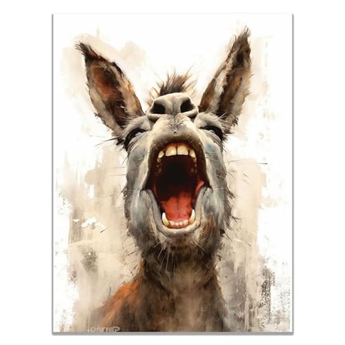 SHYAMIC Abstrakt Bild auf Leinwand Groß XXL Schlafzimmer Bilder Wand, Schreiender Esel Wandbild Kunstdruck Wanddeko Wand Wohnzimmer Deko Kunst Modern Textur für Büro - 60x90cm Ungerahmt von SHYAMIC