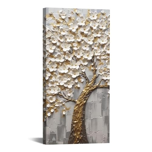 SHYAMIC Abstraktes Leinwand Bilder Kunstdrucke, Baum des Lebens Wandbild Wanddeko Wand Wohnzimmer Wanddekoration Deko Kunst Modern Textur für Büro oder - 40x80cm Gerahmt von SHYAMIC