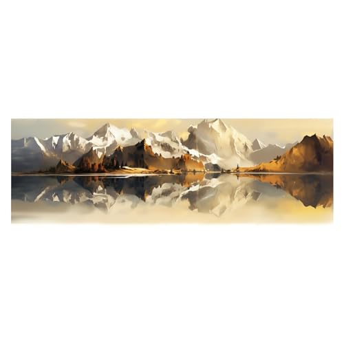 SHYAMIC Bilder Schwarz Weiß Moderne Wandbilder Poster, Abstrakte surreale Berge Wasser Abstrakt Bild Art Bilder, Wandbilder für Schlafzimmer und Wohnzimmer - 40x120cm Ungerahmt von SHYAMIC