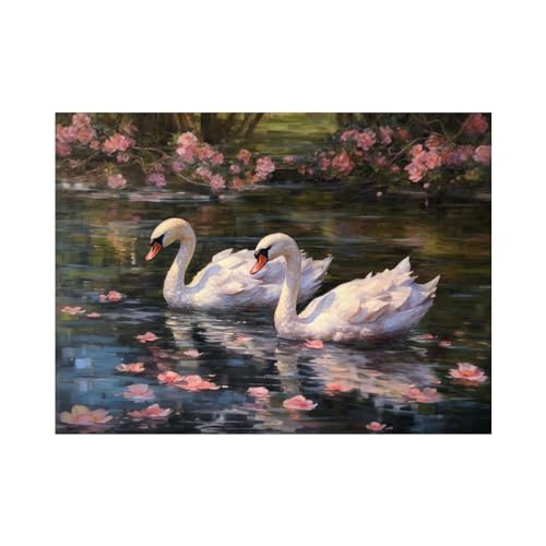 SHYAMIC Rosa Leinwand Bilder, Schöner Schwan im See Bilder äSthetisches Wohnzimmer,Schlafzimmer KüChendekor Raumdekoration -20x30cm Ungerahmt von SHYAMIC
