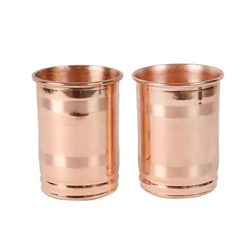SHYAMVUN Pure Copper Tumbler (99.74%) 350ml Capacity Copper Glass for Travellers Serving Water (PLAIN, PACK OF 2) von SHYAMVUN