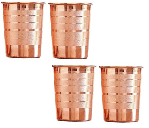 SHYAMVUN Pure Copper Tumbler (99.74%) 350ml Capacity Copper Glass for Travellers Serving Water (PLAIN, PACK OF 4) von SHYAMVUN