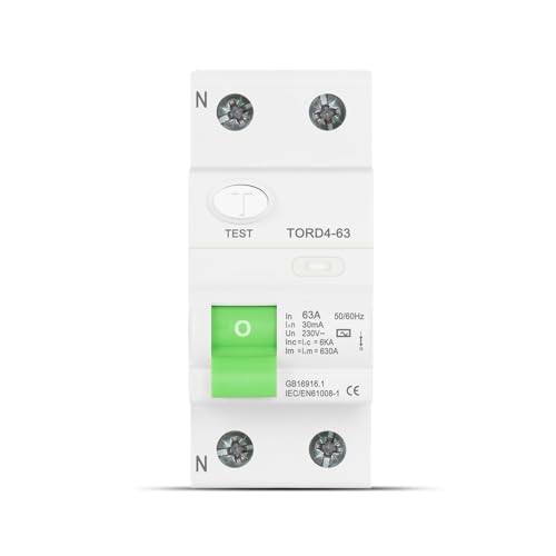 2P 16A 63A 10mA 30mA 100mA 6KA RCCB RCD 230V Elektromechanischer Fehlerstromschutzschalter Differentialschutzschalter Sicherheitsschalter(2Pole 30mA,25A) von SHYEGUMUZA