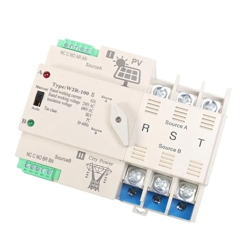 Automatischer Leistungstransferschalter DIN-Schiene 2P 3P 4P ATS Stromübertragungsschalter(PV 220V,3P 63A) von SHYEGUMUZA