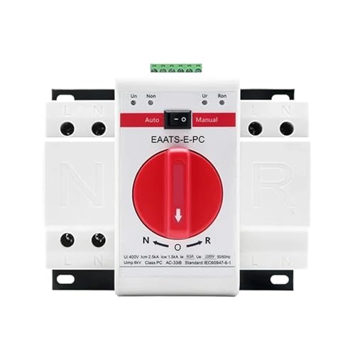 Automatischer Transferschalter ATS 2P 4P Doppelstromquelle Manuelle Umschaltung Stromübertragungsschalter(2P 63A 220V) von SHYEGUMUZA