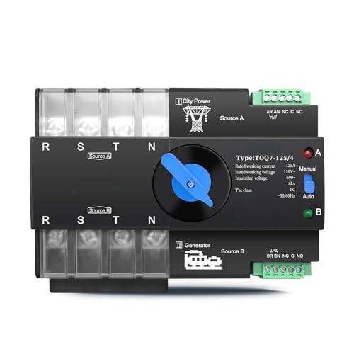 Din Rail 3-Phasen-ATS 4P Dual Power Automatic Transfer Elektrischer Wahlschalter Stromübertragungsschalter(125A) von SHYEGUMUZA