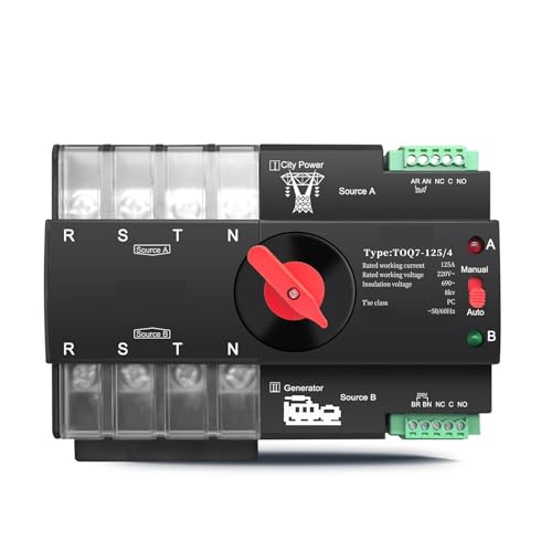 Din Rail 3-Phasen-ATS 4P Dual Power Automatic Transfer Elektrischer Wahlschalter Stromübertragungsschalter(63A) von SHYEGUMUZA