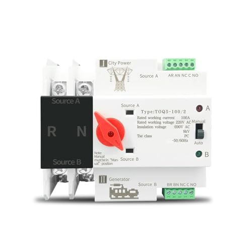 Din Rail ATS Dual Power Automatic Transfer Switch Elektrische Wahlschalter Unterbrechungsfreie Stromversorgung 2P 3P 4P Stromübertragungsschalter(2P,110V 100A) von SHYEGUMUZA