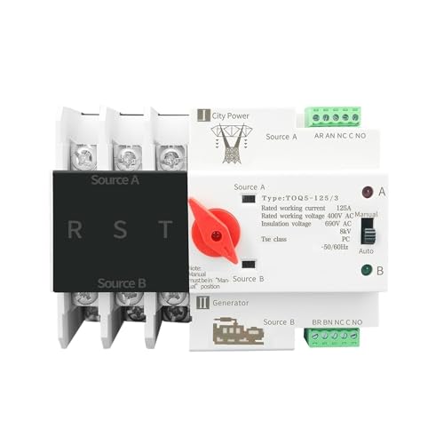 Din Rail ATS Dual Power Automatic Transfer Switch Elektrische Wahlschalter Unterbrechungsfreie Stromversorgung 2P 3P 4P Stromübertragungsschalter(3P,230V 125A) von SHYEGUMUZA