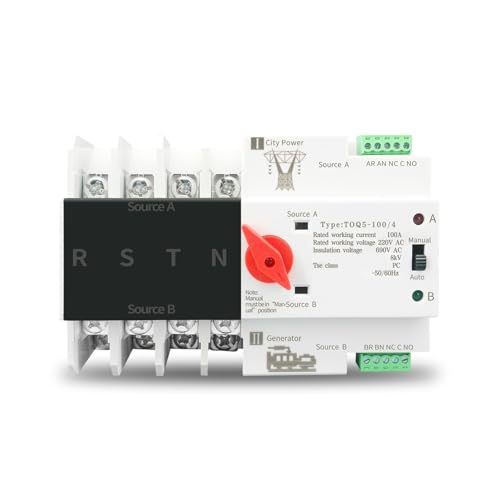 Din Rail ATS Dual Power Automatic Transfer Switch Elektrische Wahlschalter Unterbrechungsfreie Stromversorgung 2P 3P 4P Stromübertragungsschalter(4P,230V 100A) von SHYEGUMUZA