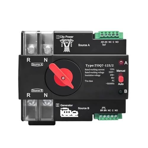 Din Rail ATS Dual Power Automatischer Transfer Elektrischer Wahlschalter 2P Stromübertragungsschalter(100A) von SHYEGUMUZA