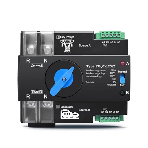 Din Rail ATS Dual Power Automatischer Transfer Elektrischer Wahlschalter 2P Stromübertragungsschalter(125A) von SHYEGUMUZA