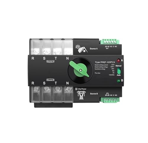 Din-Schiene 3-Phasen-Dual-Power-Automatik-Transfer-elektrischer Wahlschalter 2P/3P/4P Stromübertragungsschalter(4P L N 220V-230V,125A) von SHYEGUMUZA