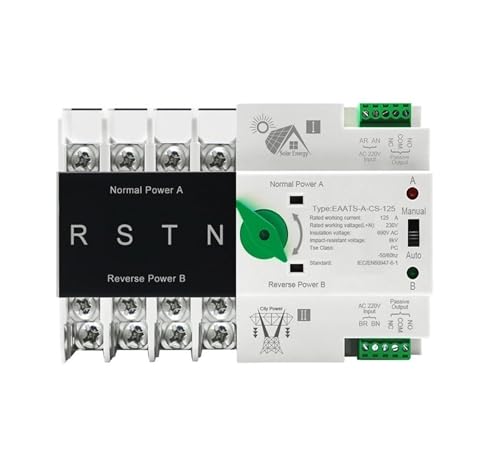 Dual Power Automatic Transfer Selector Switches Unterbrechungsfreie 2P 4P Din Rail ATS for PV und Wechselrichter 125A 220V 110V Stromübertragungsschalter(4P,110V) von SHYEGUMUZA