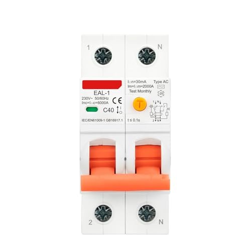 Elektronischer Fehlerstromschutzschalter 2P 30mA AC AB Typ RCBO RCCB MCB Über Kurzschlussschutz Ladegerät(Type B 30mA,40A) von SHYEGUMUZA