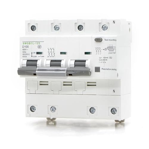 Miniatur-Fehlerstrom-Schutzschalter MCB Phase Linie + Neutral + Leckage Schutz AC230V 63A-100A SMGB1L-125 3P + N RCBO(4,125A) von SHYEGUMUZA