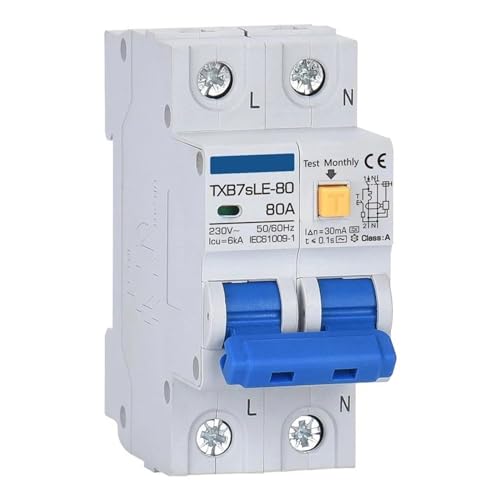 RCBO RCCB Typ A/AC Fehlerstromschutzschalter MCB 220V 110V 10A 16A 20A 32A 40A 63A 30mA 15mA Leckage Schutz(ClassAC AC220V 15mA,80A) von SHYEGUMUZA