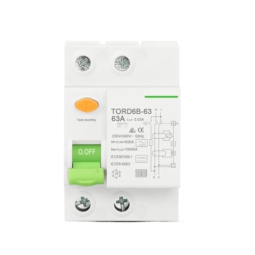 RCCB DC 230V 400V 30mA Fehlerstromschutzschalter 2P 4P 63A Typ B 10KA(2P,16A 30mA) von SHYEGUMUZA