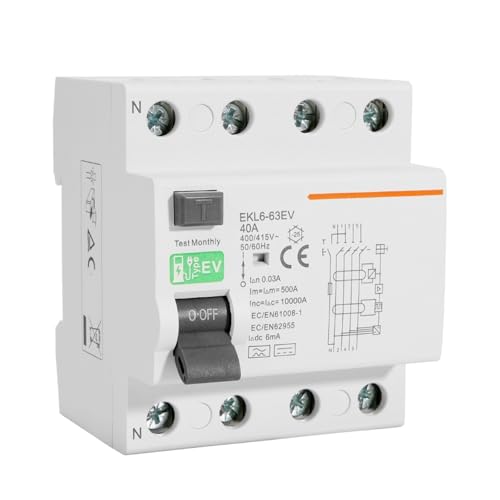 RCCB Typ 2P 4P Fehlerstrom-Schutzschalter RCD 40A 63A 30ma EKL6-63EV 10KA Din-Schiene(EKL6-63EV-1N6330AD6) von SHYEGUMUZA