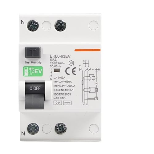 RCCB Typ 2P 4P Fehlerstromschutzschalter 40A 63A 30ma EKL6-63EV 10KA DIN-Schiene(2P,40A) von SHYEGUMUZA