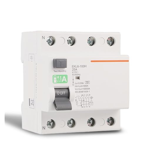 RCD 2P 4P Fehlerstromschutzschalter 30mA Elektromechanischer RCCB Typ A 25A 32A 40A 63A 80A 100A EKL6-100H(4p,100A) von SHYEGUMUZA