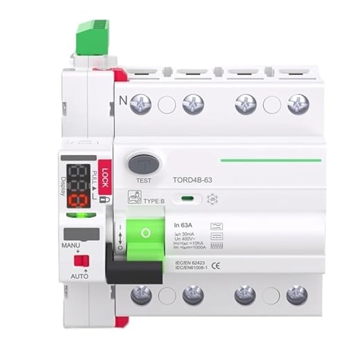 RCD LED Auto Recloser Modular Circuit Breaker 40A 63A 30mA 100mA 300mA Sicherheitsschalter 220V Fehlerstromschutzschalter(16A,4 Pole 30 mA) von SHYEGUMUZA