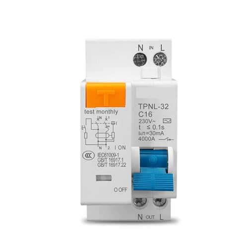 TPNL DPNL 230 V 1P+N Fehlerstrom-Schutzschalter mit Über- und Kurzschlussschutz RCBO MCB(TPNL 16A) von SHYEGUMUZA