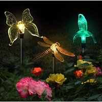 Set mit 3 Solar-Gartenleuchten in Form eines Schmetterlings, Kolibris und einer Libelle solarbetriebene LED mehrfarbig Set mit 3 Solar-Gartenleuchten in Form eines Schmetterlings, Kolibris und einer Libelle solarbetriebene LED mehrfarbig von SHYF