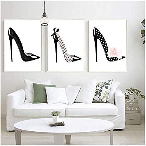 Moderne Malerei Mode Schwarz High Heel Schuhe Leinwand Malerei Wandkunst Poster und Drucke Wohnzimmer Wohnkultur3 Stück 20x30cm kein Rahmen Moderne Malerei Mode Schwarz High Heel Schuhe Leinwand Malerei Wandkunst Poster und Drucke Wohnzimmer Wohnkultur3 Stück 20x30cm kein Rahmen von SHYJBH