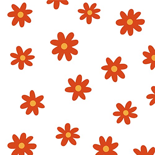 Abziehbare Vinyl-Wandtattoos mit Gänseblümchen– Moderne Boho-Minimalismus Blume Deko für Bad, Schlafzimmer & Wohnzimmer | Abziehen und Aufkleben Wandaufkleber, gebranntes Orange von SHYJSHYJ