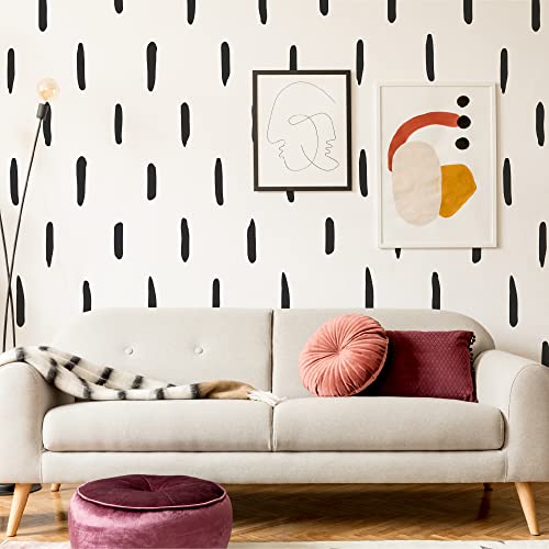 Schwarze dicke unregelmäßige Linie Vinyl Abstrakte Wandaufkleber, zum Abziehen und Aufkleben, moderne Boho-Aufkleber, 120 aufrechte Streifen für Schlafzimmer, Wohnzimmer, Bauernhaus-Dekor von SHYJSHYJ