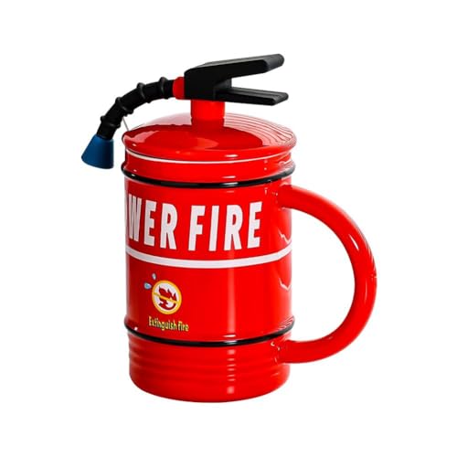 SHYKNYU Feuerlöscher geformte Tasse mit Deckel Coffee Shop Büro Geschenk Tasse Tee Feuerwehrmann P9V3 Dekoration Getränke Kaffee von SHYKNYU