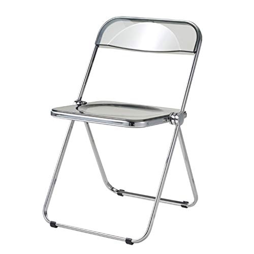 SHYM Transparenter Acrylklappstuhl Moderner Minimalistischer Kreativer Rückenlehnenstuhl Ergonomisches Design Galvanisierte Metallhalterung rutschfeste Fußpolsterung von SHYM