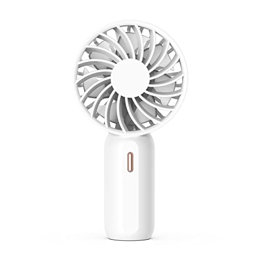 SHYOSUCCE Mini Handventilator mit 3 einstellbaren Geschwindigkeiten, wiederaufladbarem Akku, Lanyard, tragbaren USB Ventilator für Hause, Büro, Freien und Reisen, Weiß von SHYOSUCCE