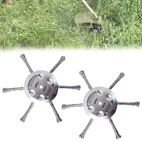 2 Stück Stahldraht-Rasentrimmerkopf, 15,2 cm, universeller massiver Stahldrahtbürste, Rasentrimmerkopf mit geknotetem Draht für Rasen, rotierendes Ersatzwerkzeug, Gartenmoos, Rost-Unkrautentfernung 2 Stück Stahldraht-Rasentrimmerkopf, 15,2 cm, universeller massiver Stahldrahtbürste, Rasentrimmerkopf mit geknotetem Draht für Rasen, rotierendes Ersatzwerkzeug, Gartenmoos, Rost-Unkrautentfernung von SHYSBV