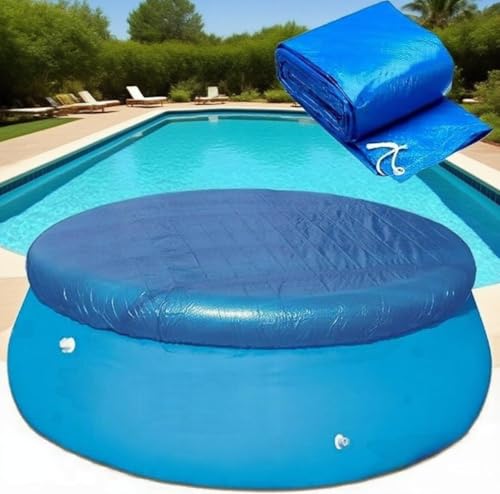 Runde Poolabdeckung, staub- und regenfest, einfach anzubringen, Schwimmbad-Schutzhülle für aufblasbare Familienpools, Planschbecken, oberirdische Pools, Gartenvilla im Freien, Blau (Blau, 305 cm) von SHYSBV