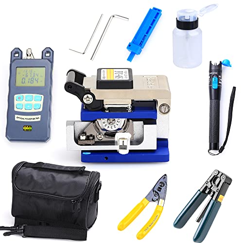 18 Stück Kalt Spleißwerkzeug Rotlicht Teststift Abisolierzange Satz 10 in 1 Glasfaser Fiber Optic FTTH Tool Kit + FC-6S Cleaver & Optisc Finder von SHZICMY